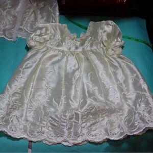 Christening Set, cream colored satin set